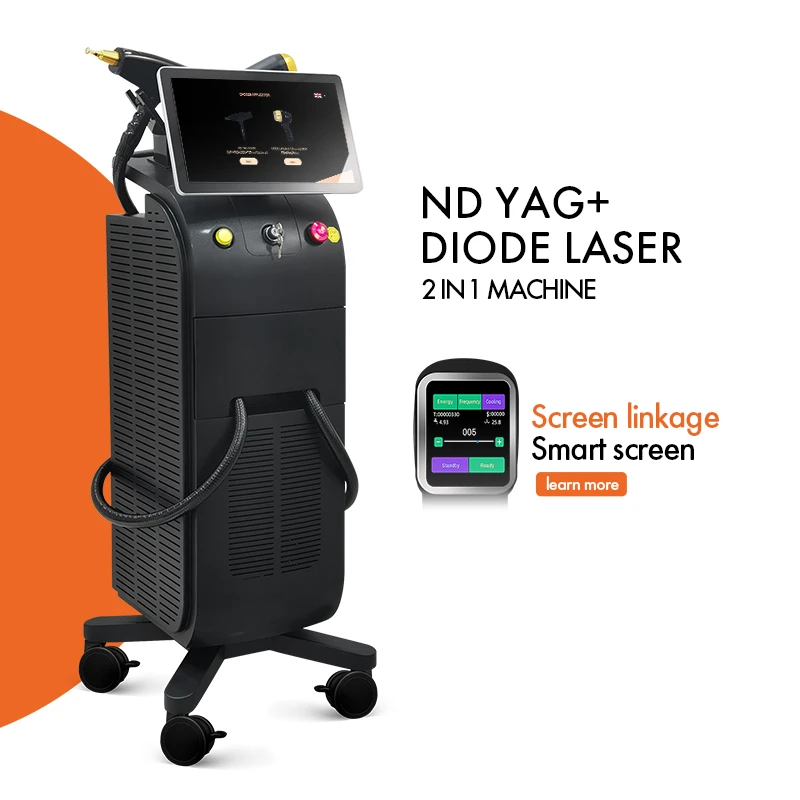 Multifunksjonell ND YAG + Diode Laser Hårfjerningsmaskin